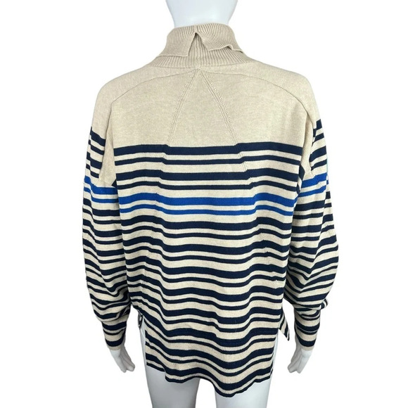 NWT Rag & Bone Ann Striped Turtleneck Sweater in Oatmeal Multi - Picture 6 of 13